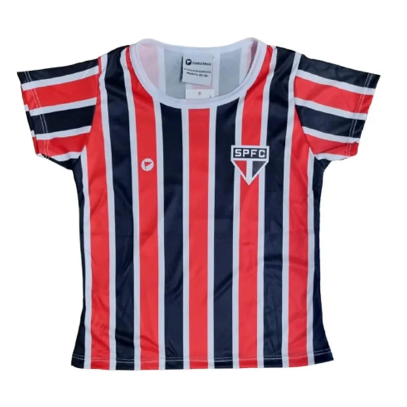 Camisa Bebê São Paulo Baby Look Listrada Oficial GG