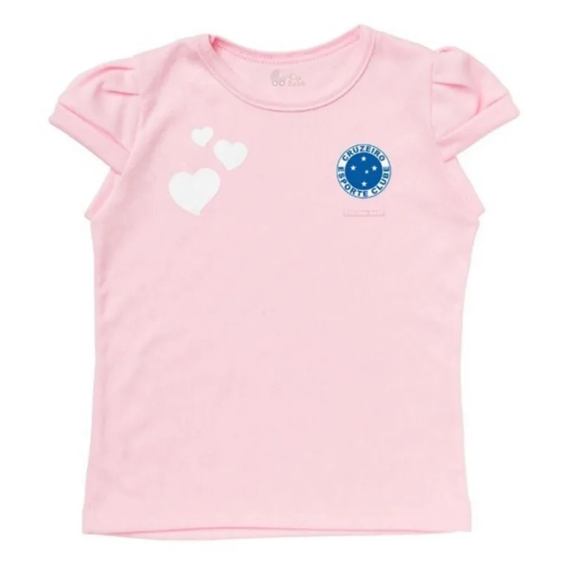 Camisa Infantil Cruzeiro Baby Look Rosa Oficial - Torcida Baby