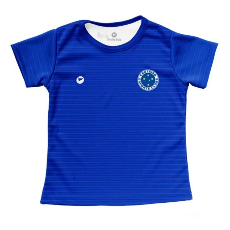 Camisa Cruzeiro Baby Look Bebê Azul Listrada Oficial G