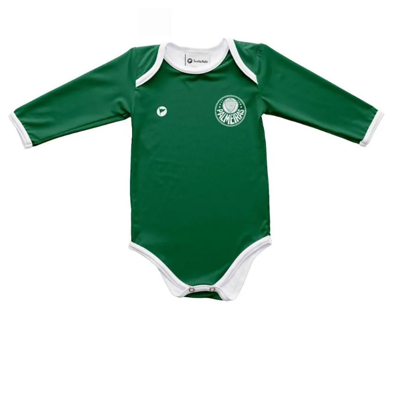 Body Bebê Palmeiras Listrado Longo Proteção UV Oficial P