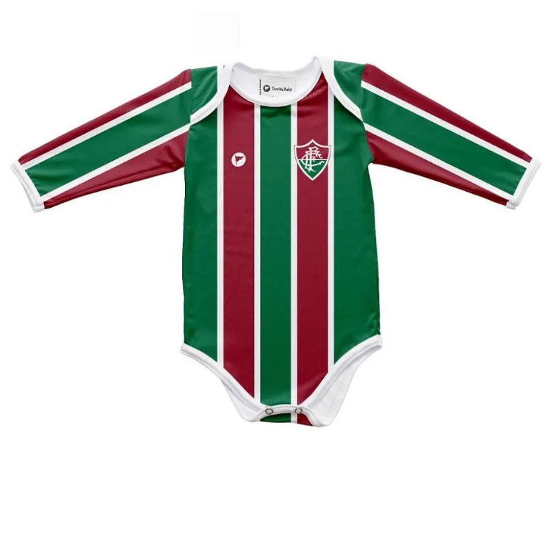 Body Bebê Fluminense Listrado Longo Proteção UV Oficial G