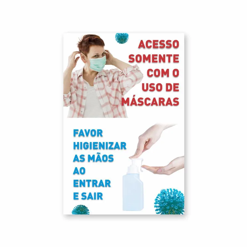 Banner Acesso Somente Com Uso De Máscaras Em Lona 120x65cm
