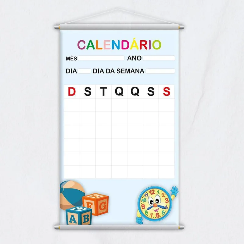 Banner Didático Escolar Calendário Dia Mês E Ano 120X60Cm - Não Disponível - Papelaria