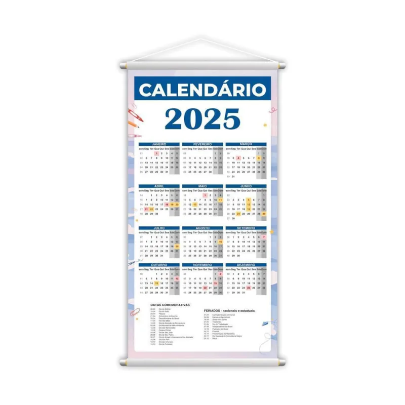 Calendário 2025 Banner Pedagógico Lona 80X50Cm - Não Disponível - Papelaria