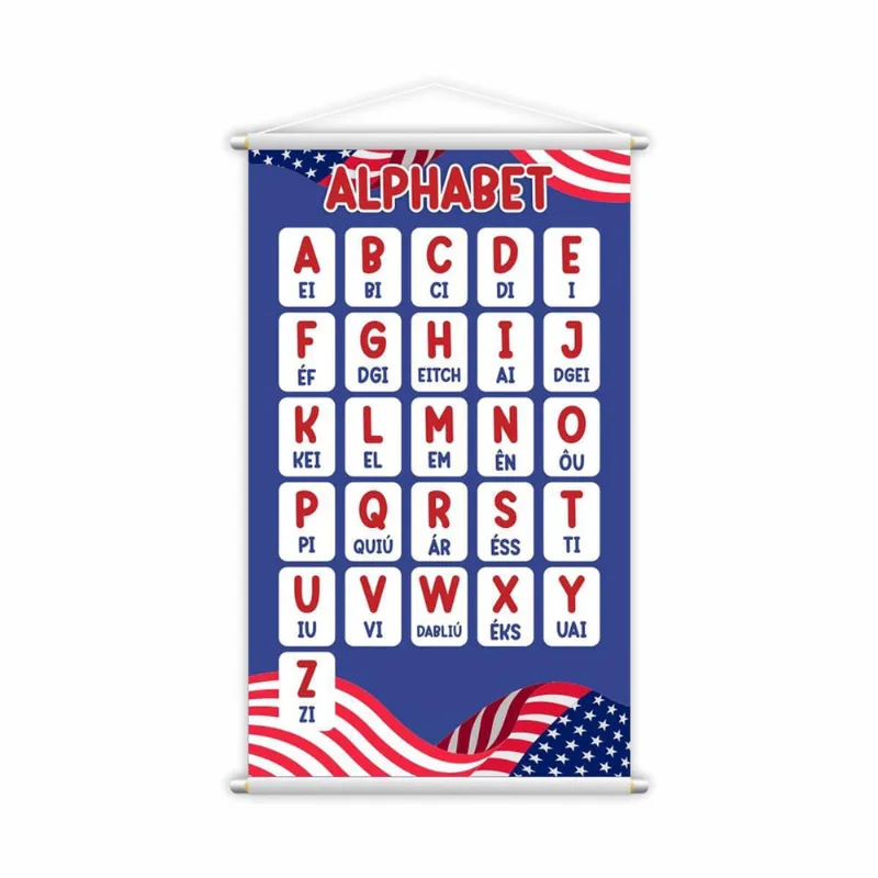 Alfabeto Em Inglês Banner Escolar Bandeira Eua Grande