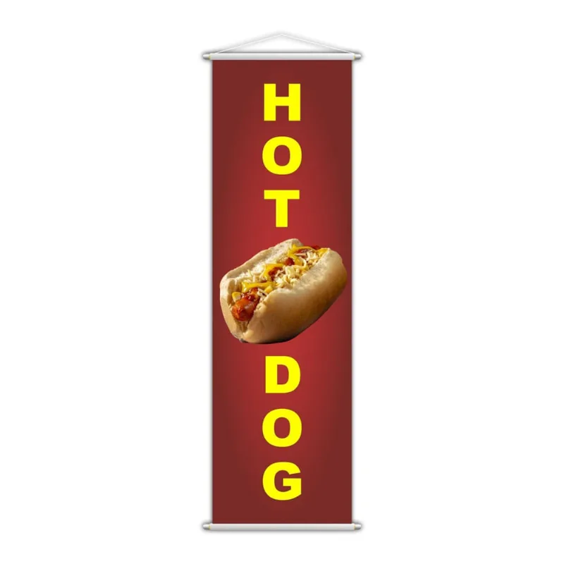 Banner Hot Dog Cachorro Quente Lanche Serviço Lona 100X30Cm