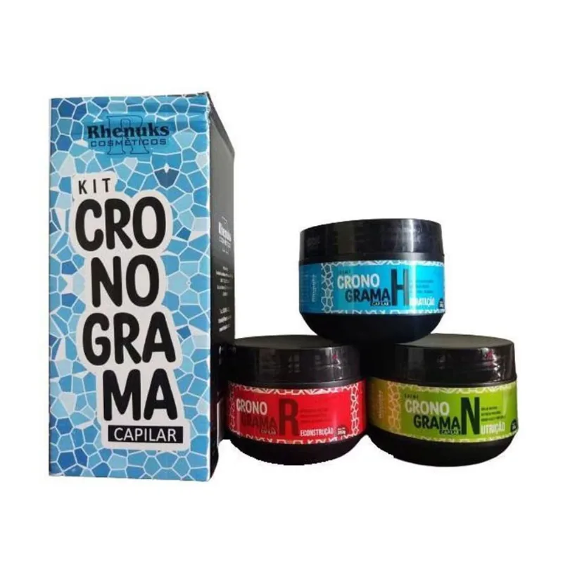 2x Kit Cronograma Capilar Rhenuks - 3 Itens - Hidrata E Nutre