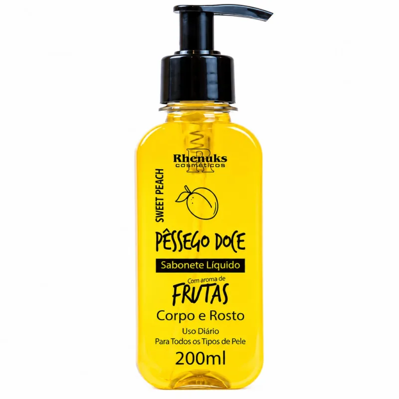 Sabonete Líquido Pêssego Doce Corpo E Rosto Rhenuks 200ml - Não Informado - Higiene E Perfumaria