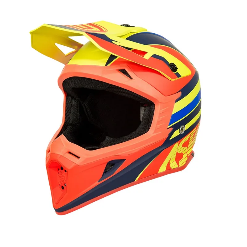Capacete motocross asw core torn amarelo laranja azul 56