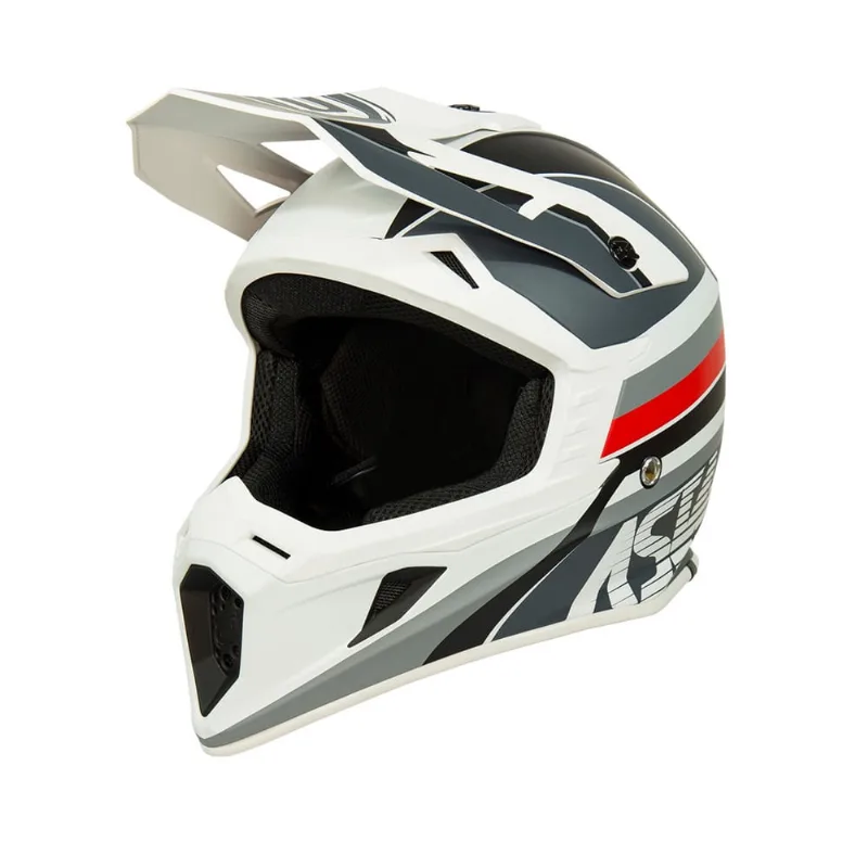 Capacete motocross asw core torn branco chumbo vermelho 58
