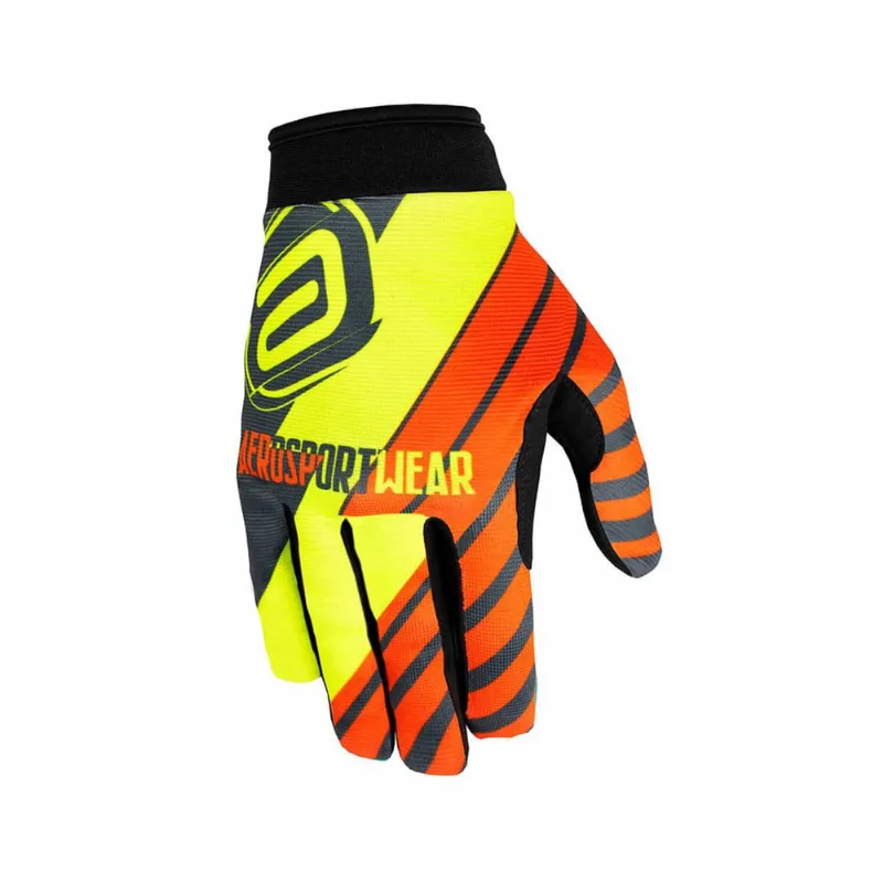 Luva motocross asw race moto dna laranja fluor cinza P