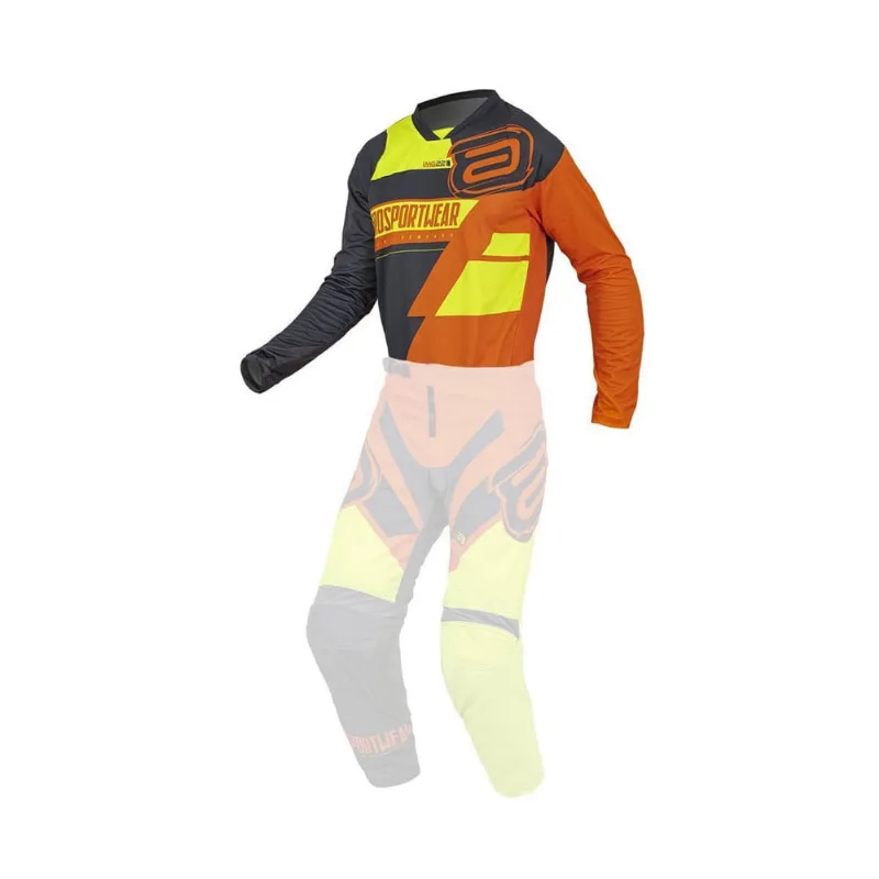 Camisa motocross asw image dna 22 laranja amarelo fluo gg