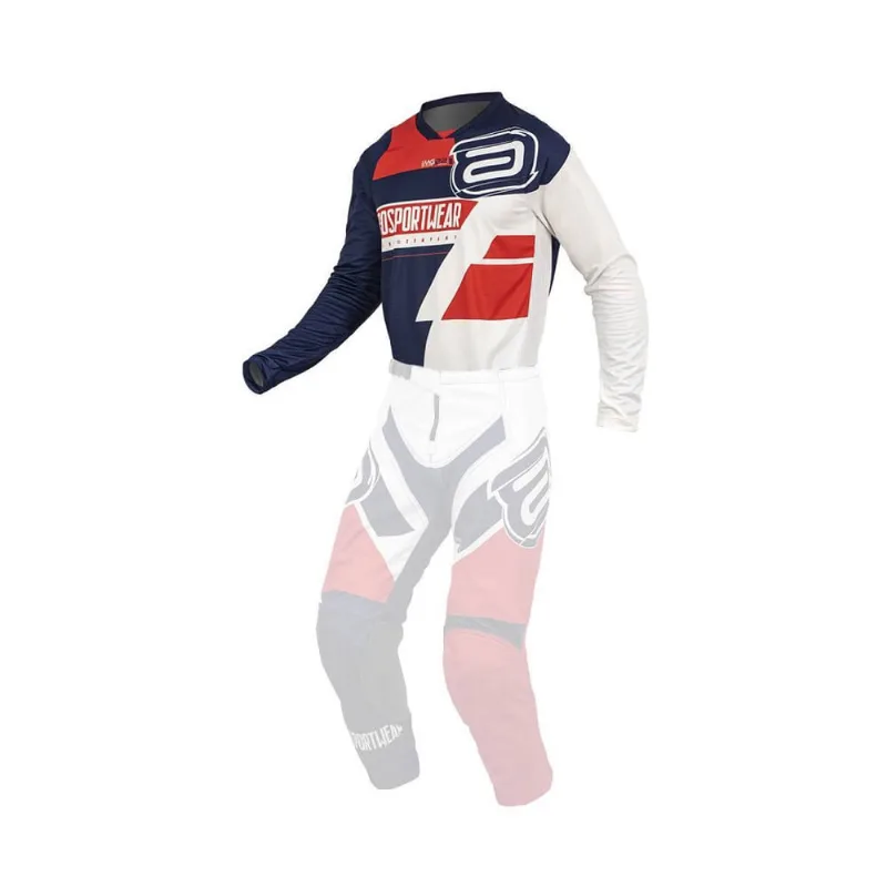 Camisa motocross asw image dna 22 marinho vermelho branco gg