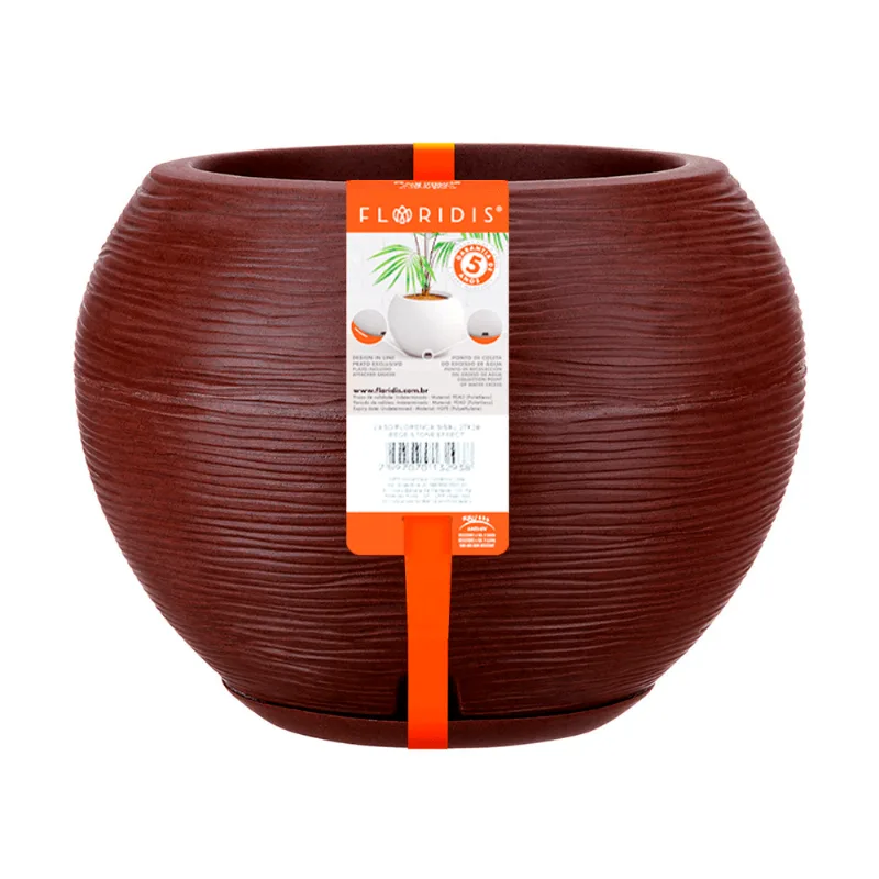 Vaso Florença Sisal Marrom Stone Floridis 27x24cm