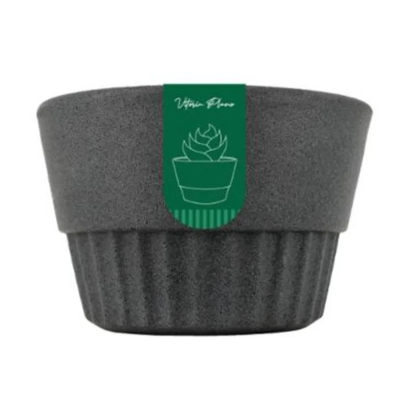 Cachepot Cinza Granito Vitória Plano Verdy 15x12cm