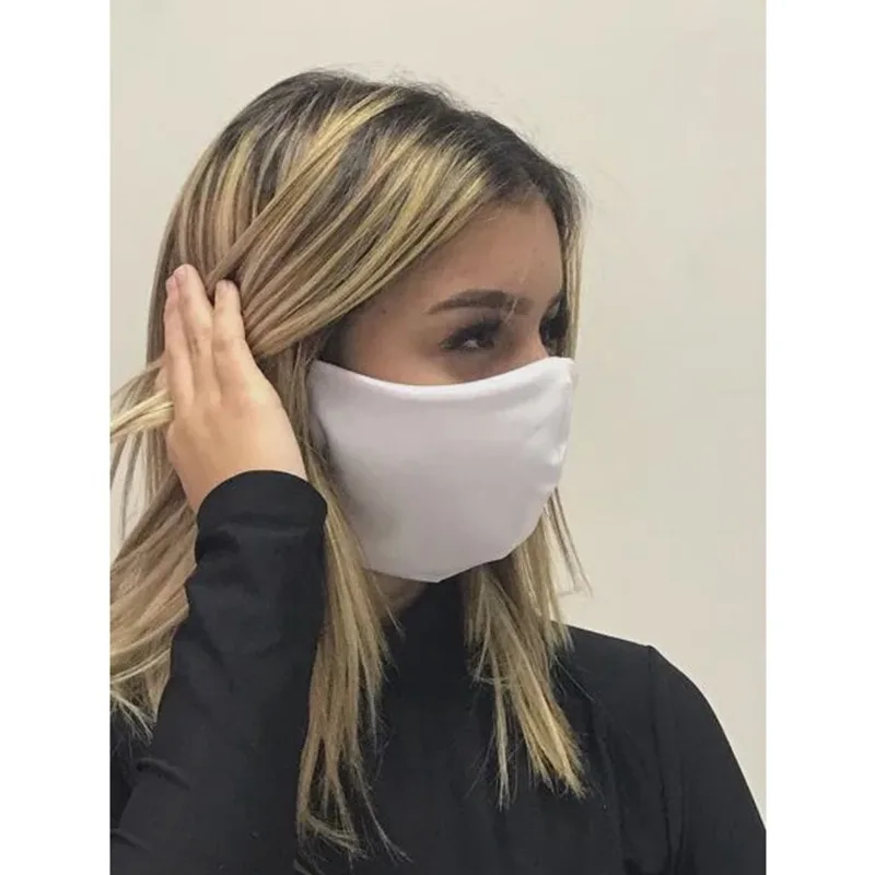 Kit 250 Máscaras Reutilizável Tecido Lavável Dupla Camada Branca - DELUZZ