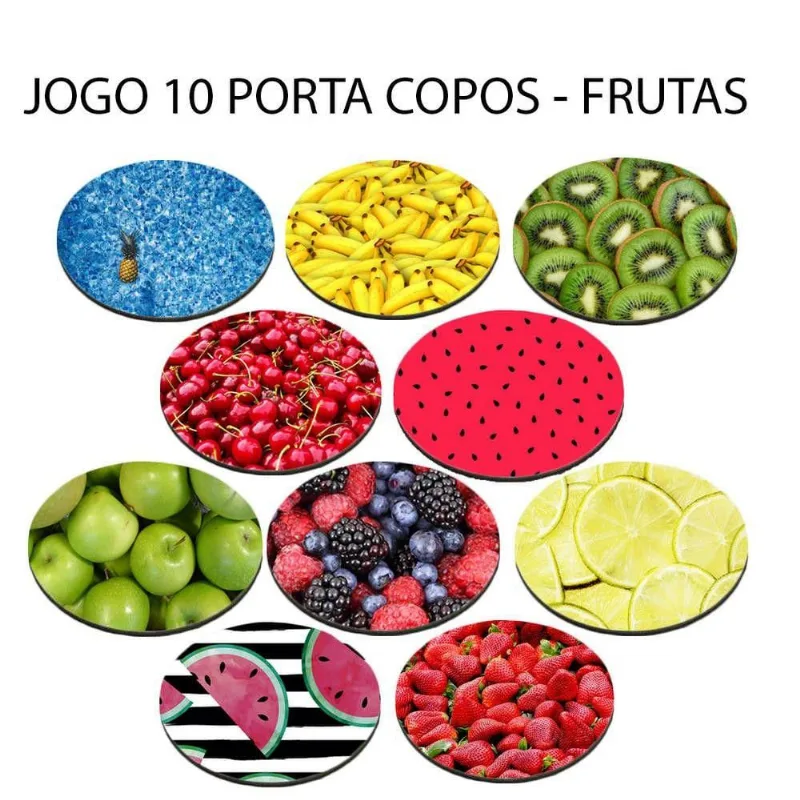 Jogo 10 Porta Copos Coleção Frutas e Flores - DELUZZ