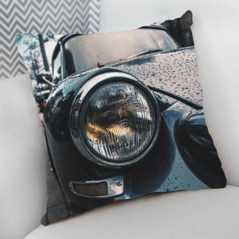 Almofada Cheia com ZíPer 25x25cm Carro Preto - DELUZZ