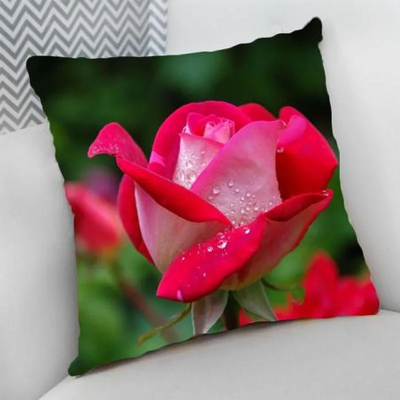 Almofada Cheia com ZíPer 40x40cm Rosas - DELUZZ