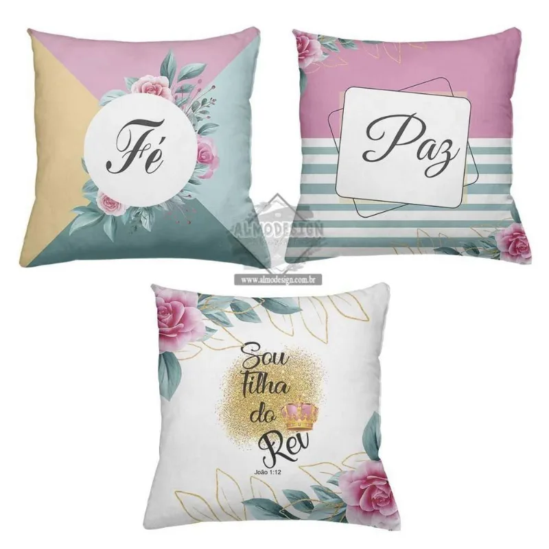 Kit 3 Almofadass Cheias 40x40cm Paz