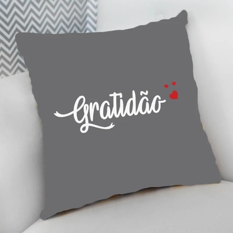 Almofada Decorativa Cheia com Zíper 25x25cm Gratidão