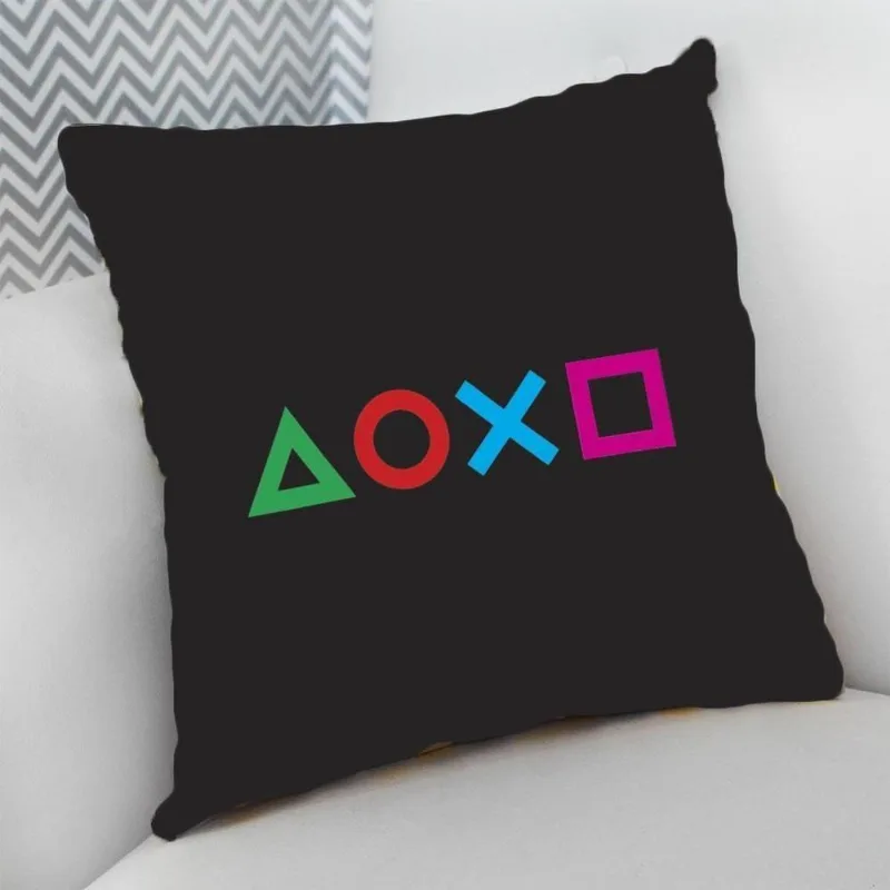Almofada Cheia C/ Zíper 25X25Cm, Botões Playstation - DELUZZ