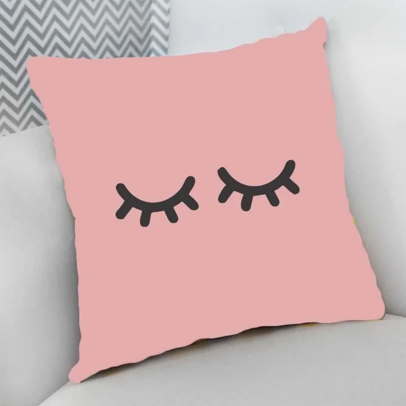Almofada Decorativa Cheia com Zíper 40x40 Divertido Cílios - DELUZZ