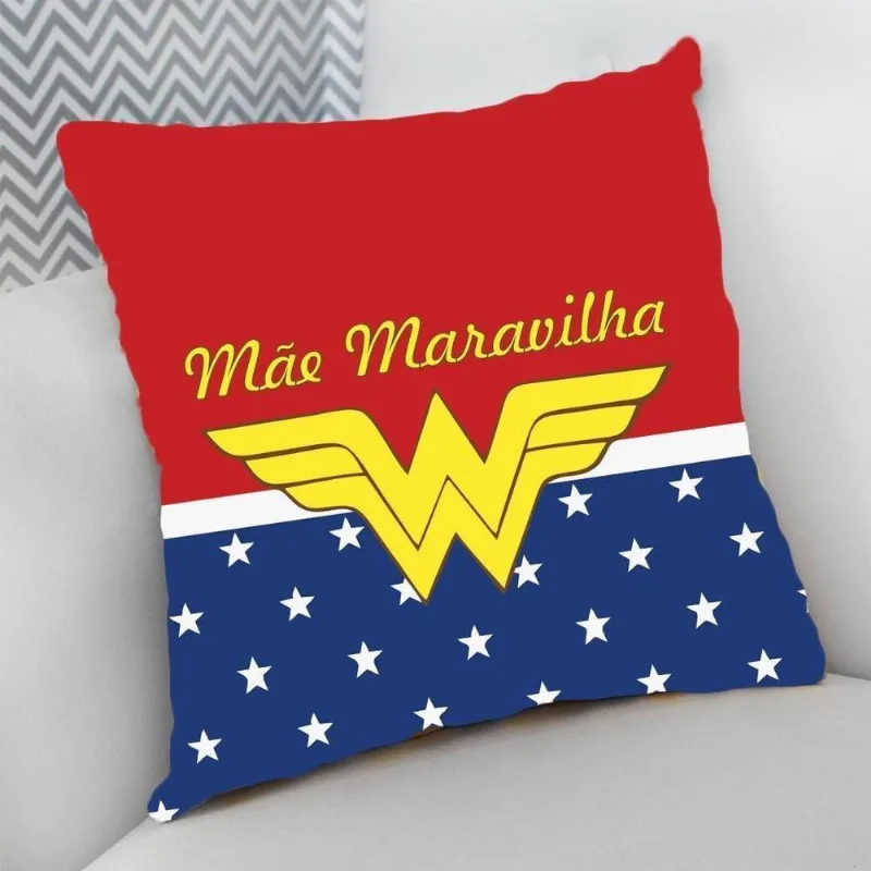 Almofada Cheia C/ Zíper 40X40 Dia Das Mães Mãe Maravilha - DELUZZ