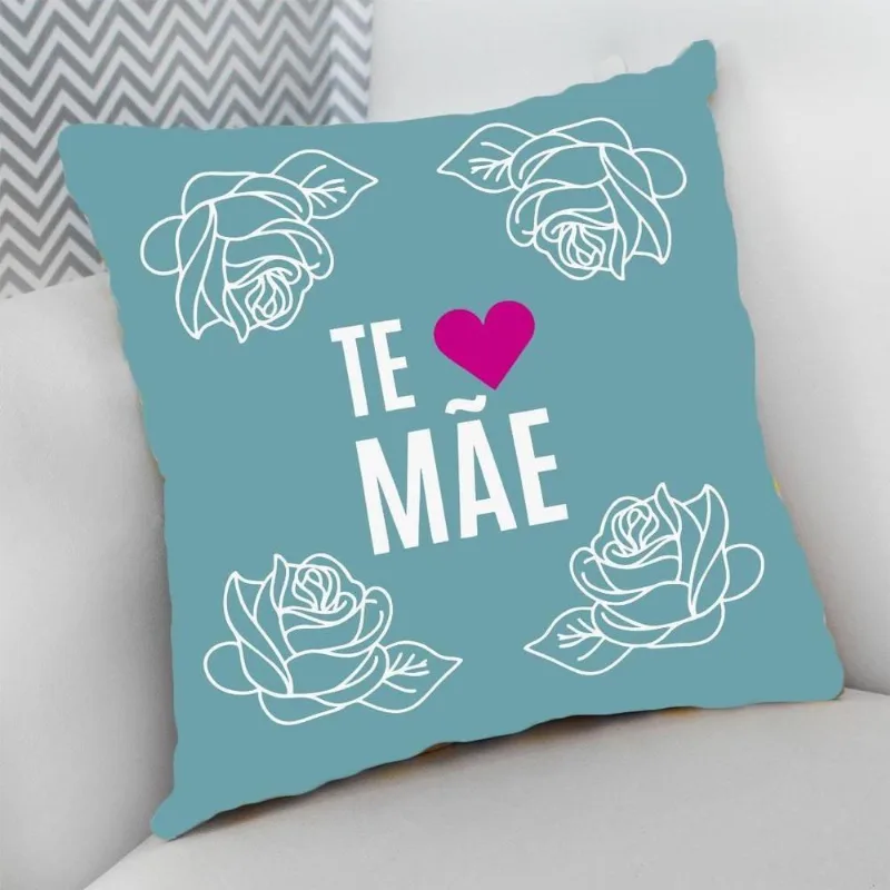 Almofada Decorativa Cheia com Zíper 40x40 Te Amo Mamãe - DELUZZ