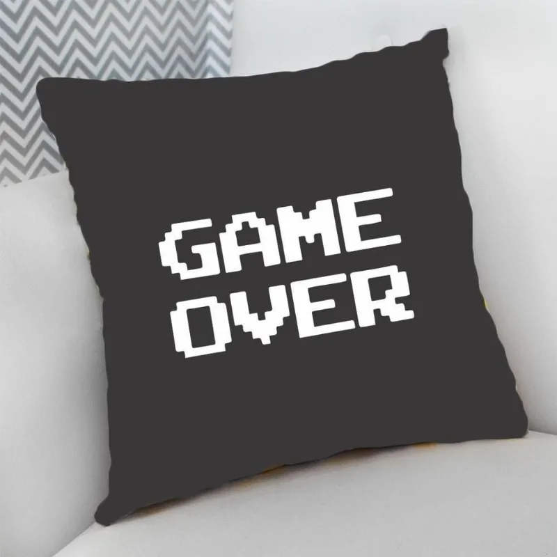 Almofada Cheia com Zíper 40x40 Geek Nerd Game Over - DELUZZ