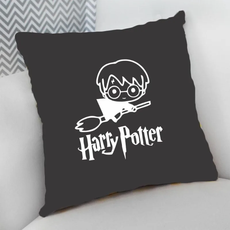 Almofada Cheia com Zíper 40x40 Geek Vassoura Harry Potter - DELUZZ