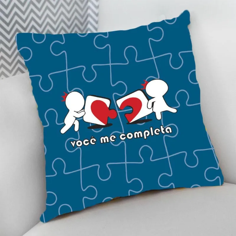Almofada Decorativa Cheia com Zíper 40x40 Você Me Completa - DELUZZ