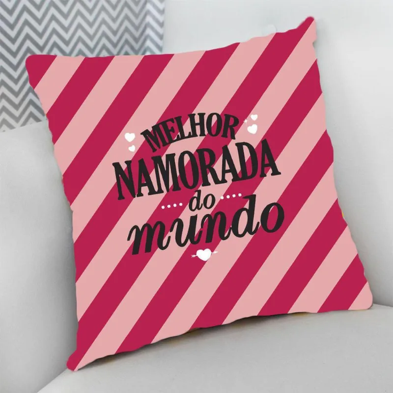 Almofada com Zíper 25x25 Melhor Namorada do Mundo