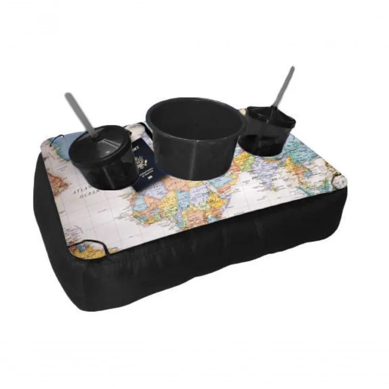 Almofada Bandeja Pipoca Balde E 2 Copos Mapa Mundi - DELUZZ