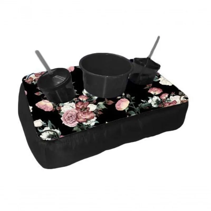 Almofada Bandeja Pipoca Balde E 2 Copos Fundo Floral - DELUZZ
