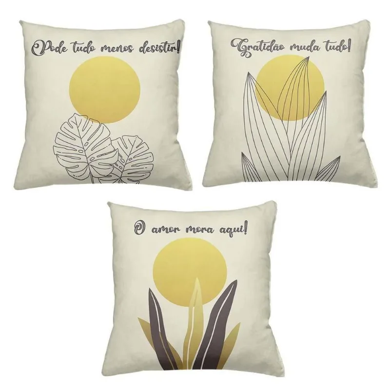 Kit 3 Almofadas Cheias Decorativas 40 X 40 Gratidão - DELUZZ