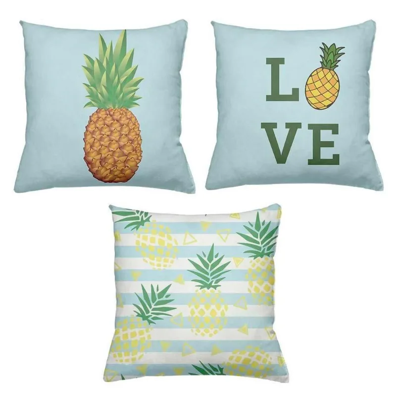 3 Almofadas Cheias Decorativas 40 X 40 Abacaxi Love - DELUZZ