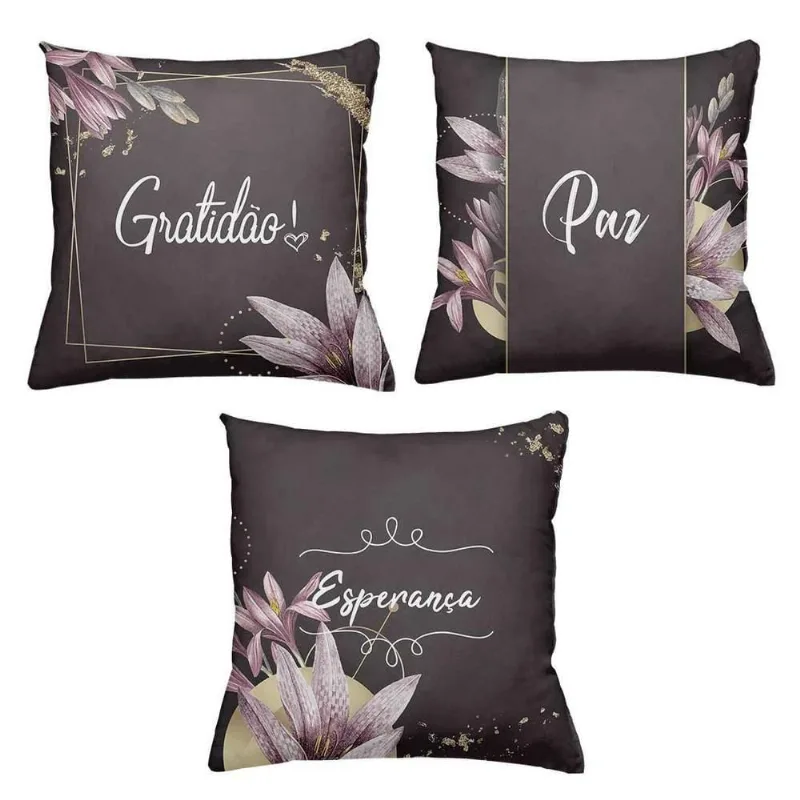 Kit 3 Almofadas Cheias Decorativas 40 X 40 3 Paz