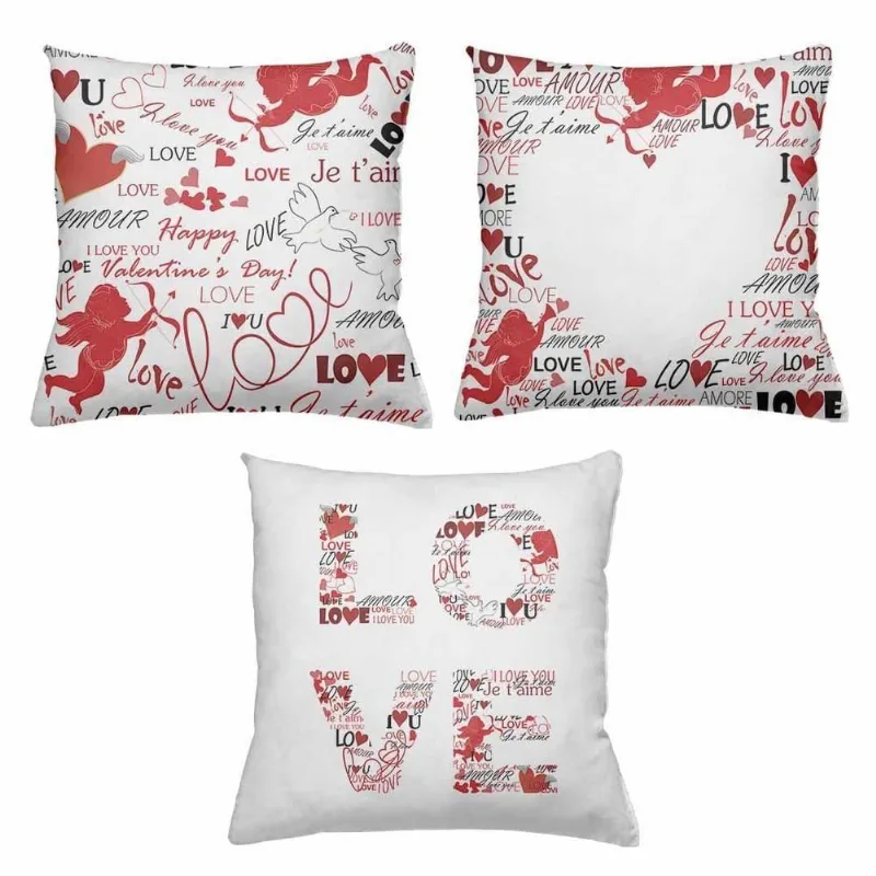 Kit 3 Almofadas Cheias Decorativas 40 X 40 Love Red - DELUZZ