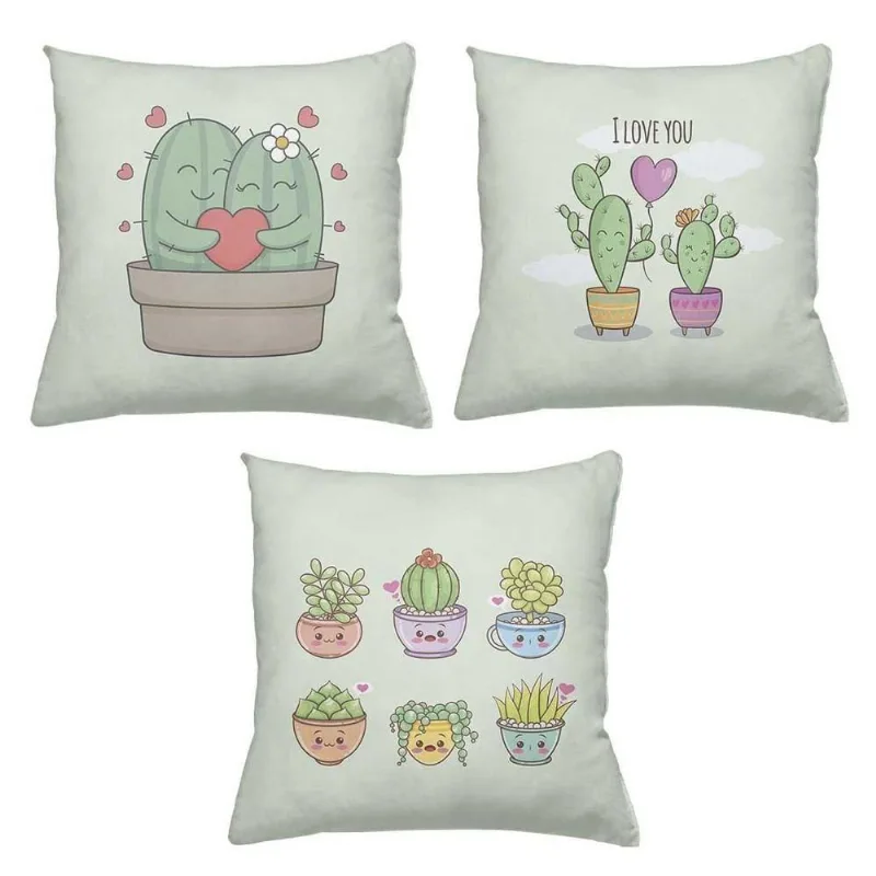 Kit 3 Almofadas Cheias Decorativas 40 X 40 Cactos Love - DELUZZ