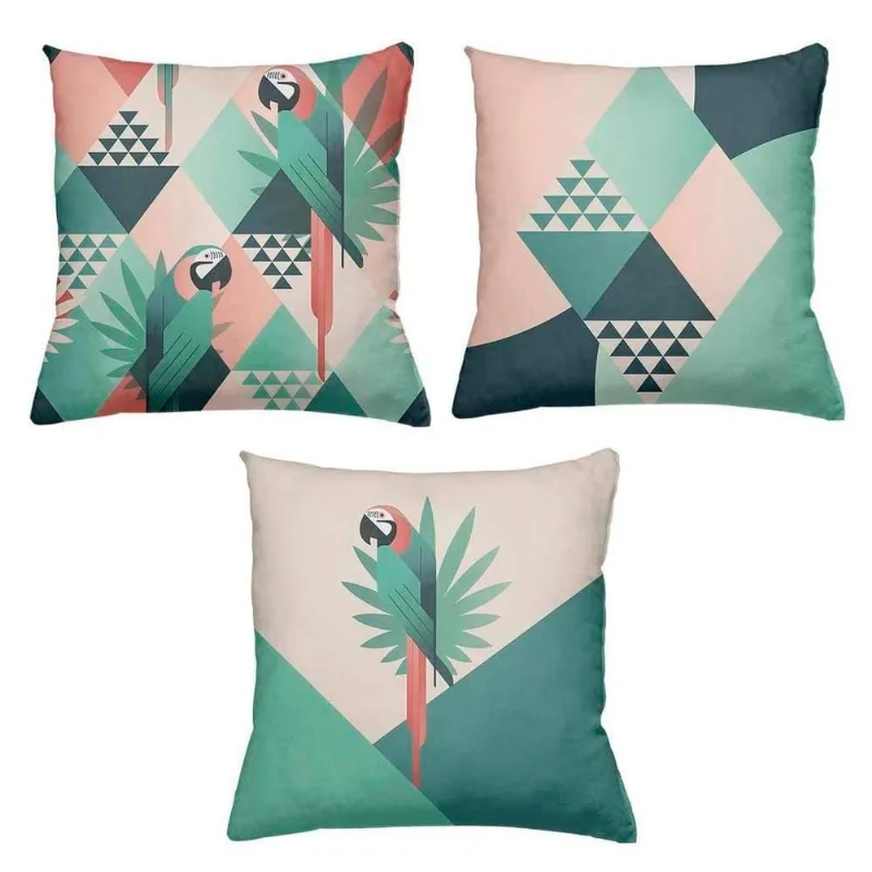 Kit 3 Almofadas Cheias Decorativas 40 X 40 Araras Rosa - DELUZZ