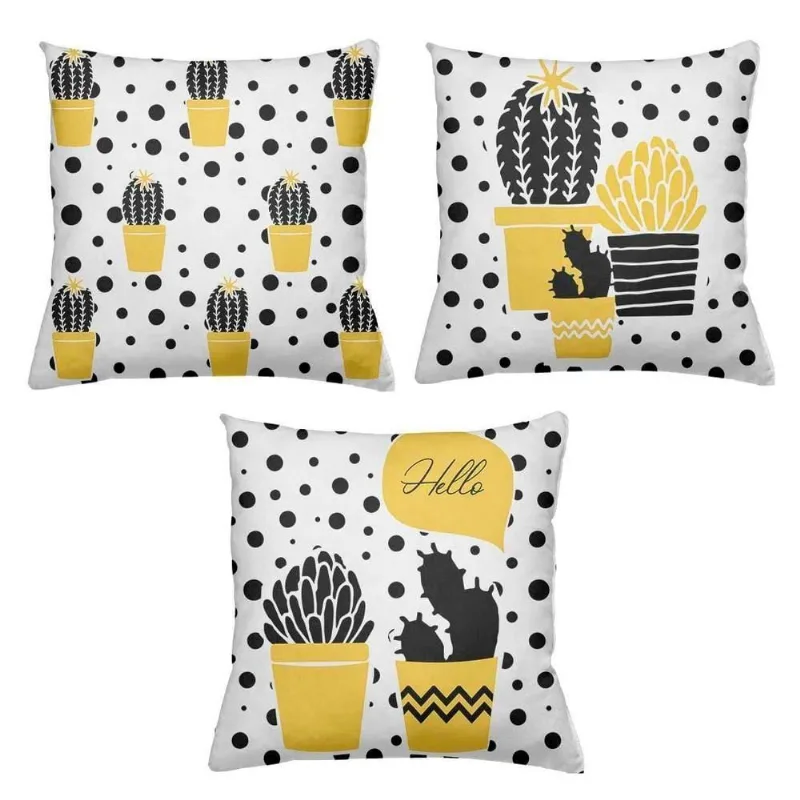 Kit 3 Almofadas Cheias Decorativas 40 X 40 Cacto Amarelo - DELUZZ