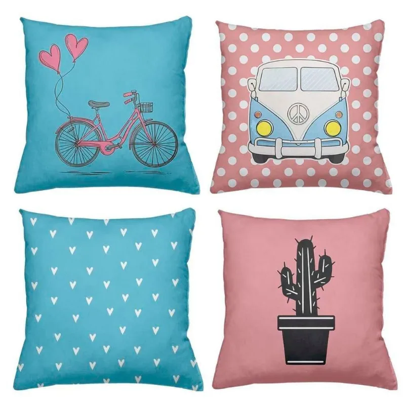 Kit 4 Almofadas Decorativas Cheias 40X40Cm Kombi Azul