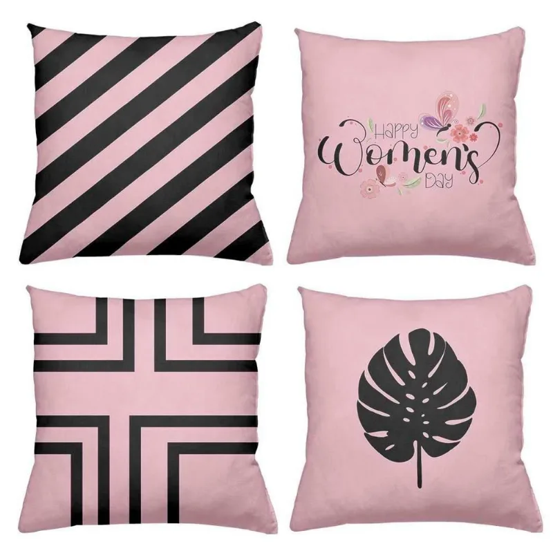 Kit 4 Almofadas Decorativas Cheias 40X40Cm Happy - DELUZZ