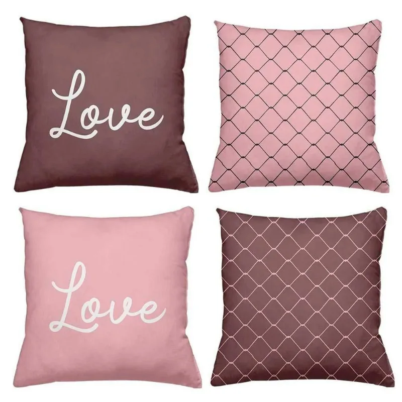Kit 4 Almofadas Decorativas Cheias 40X40Cm Love Rosé - DELUZZ