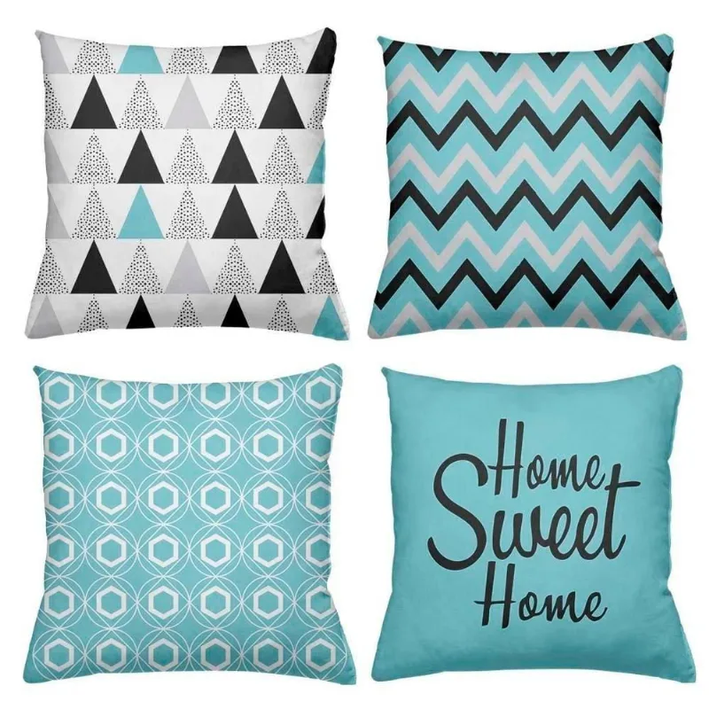 Kit 4 Almofadas Decorativas Cheias 40X40Cm Home Sweet