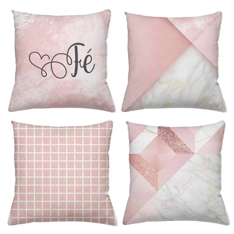 Kit 4 Almofadas Decorativas Cheias 40X40Cm Fé Rosa - DELUZZ