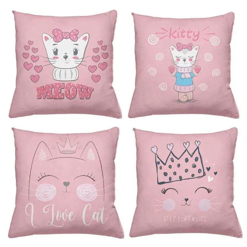 Kit 4 Almofadas Decorativas Cheias 40X40Cm Cat - DELUZZ