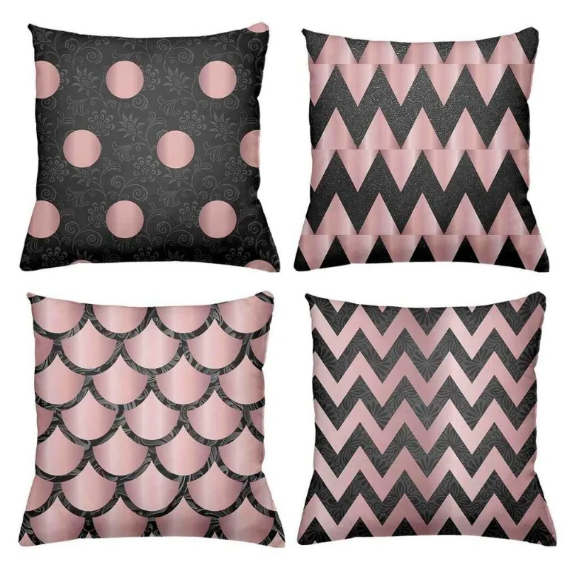 Kit 4 Almofadas Decorativas Cheias 40X40Cm Rosé Black - DELUZZ