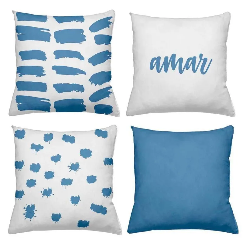 Kit 4 Almofadas Decorativas Cheias 40X40Cm Amar Blue - DELUZZ